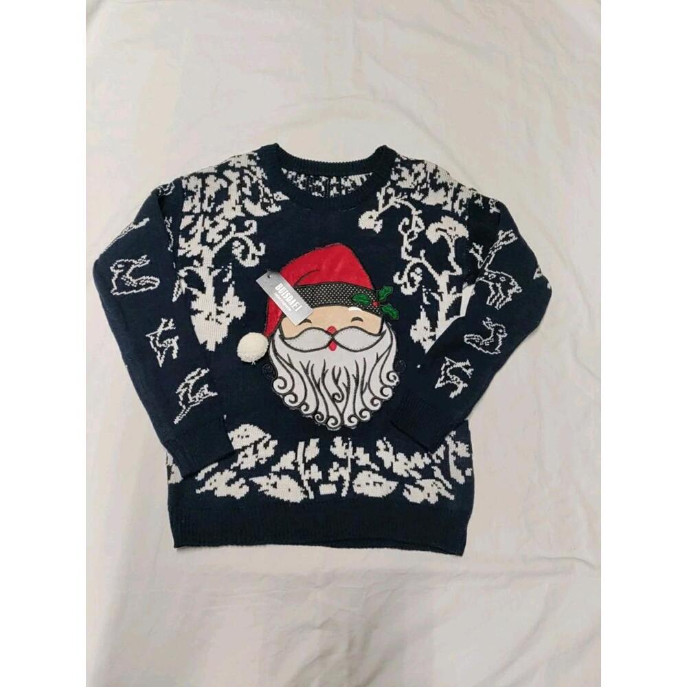 Women Christmas Cute Santa Embroidery Knitted Deer Pullover Sweater Small